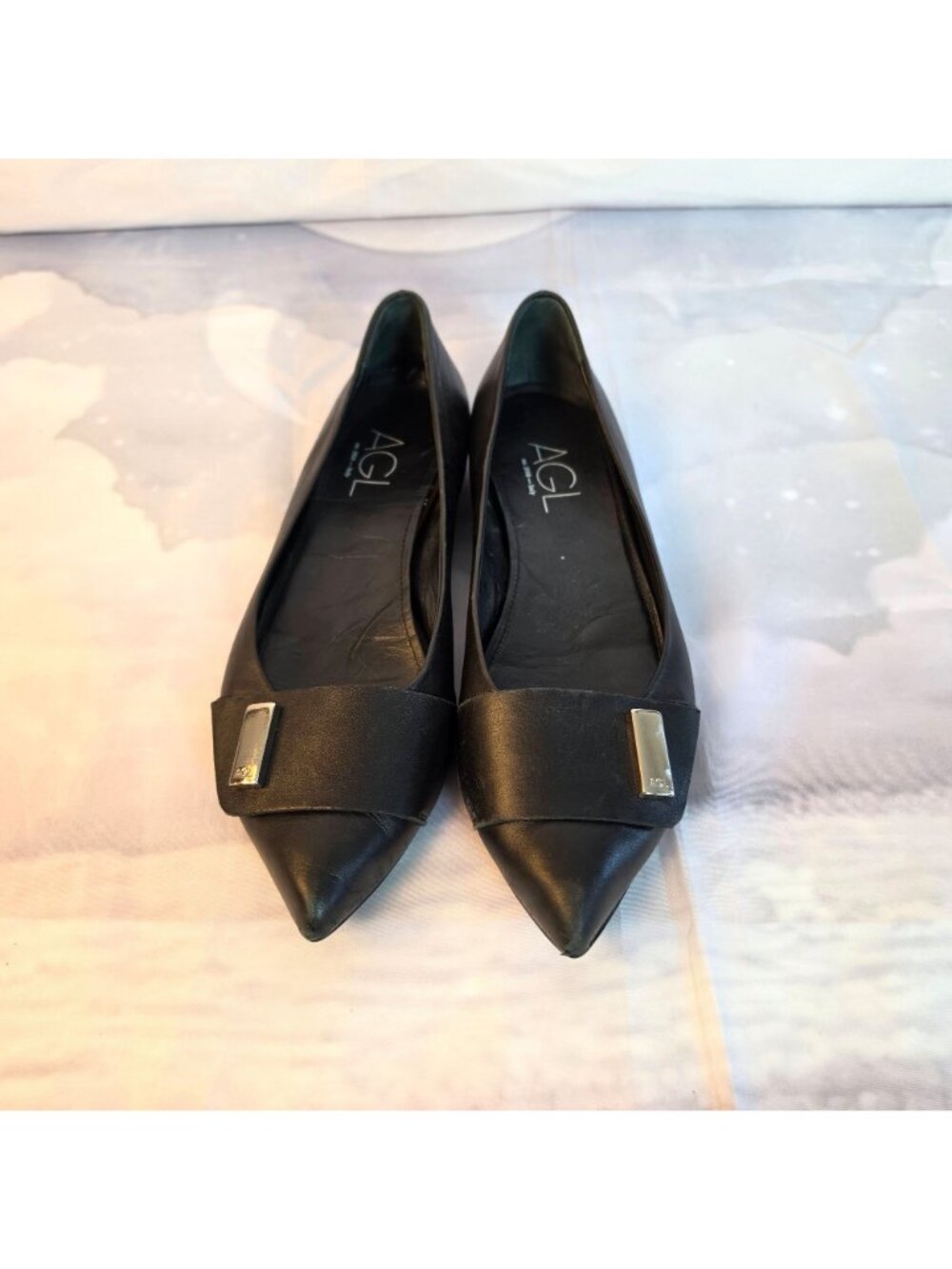 AGL Attilio Giusti Leombruni Italy Leather Pointed Skimmer Flats Women 40 - Picture 9 of 13